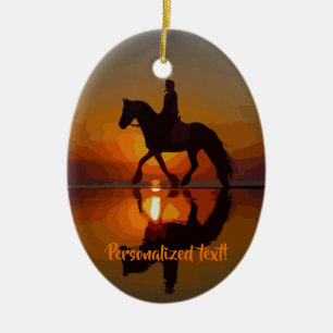 Ornamento De Cerâmica Os cavalos do amor, equitação, personalizaram o