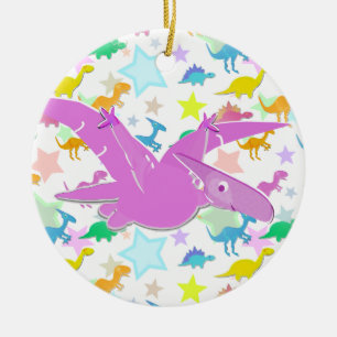 Ornamento De Cerâmica Os desenhos animados Pteranodon da cor Stars o