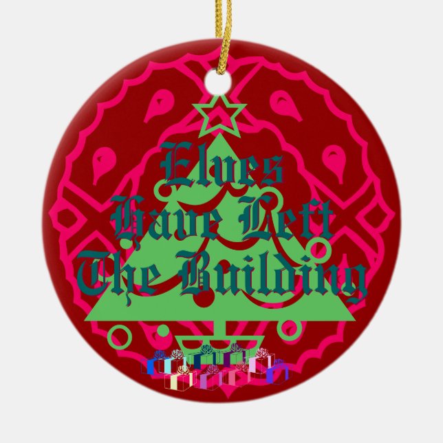 Ornamento De Cerâmica Os duendes sairam da construção (Frente)