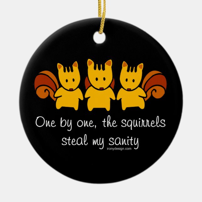 Ornamento De Cerâmica Os esquilos roubam minha sanidade (Frente)