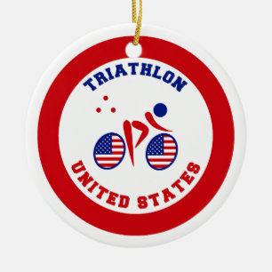 Ornamento De Cerâmica Os Estados Unidos do Triathlon