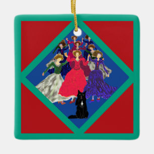 Ornamento De Cerâmica Os gatos 12 dias do Natal 9 personalizados