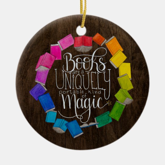 Ornamento De Cerâmica Os livros são mágicos (Frente)
