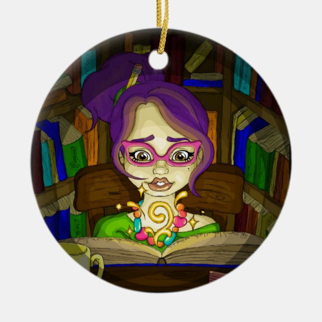 Ornamento De Cerâmica Os livros são mágicos (Frente)