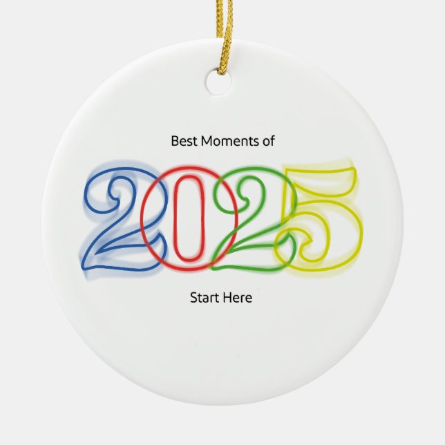 Ornamento De Cerâmica Os melhores momentos de 2025 começam aqui (Frente)