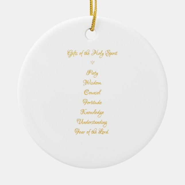 Ornamento De Cerâmica Os presentes do Espírito Santo em 3D olham o (Frente)