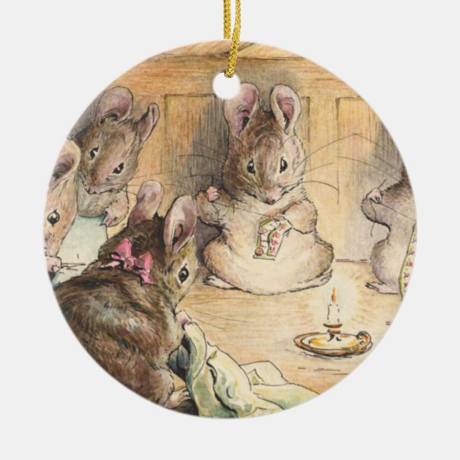 Ornamento De Cerâmica Os Ratos Que Costuram Casacos Por Beatrix Potter (Frente)