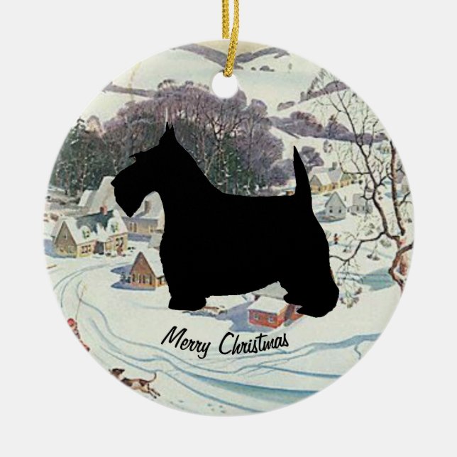 Ornamento De Cerâmica Os Scottish Terrier personalizam (Frente)