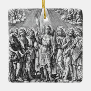 Ornamento De Cerâmica Os Sete Arcanjos (M 034; Gravura)