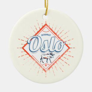 Ornamento De Cerâmica Oslo Capital Noruega Retro Moose Vintage Souvenir