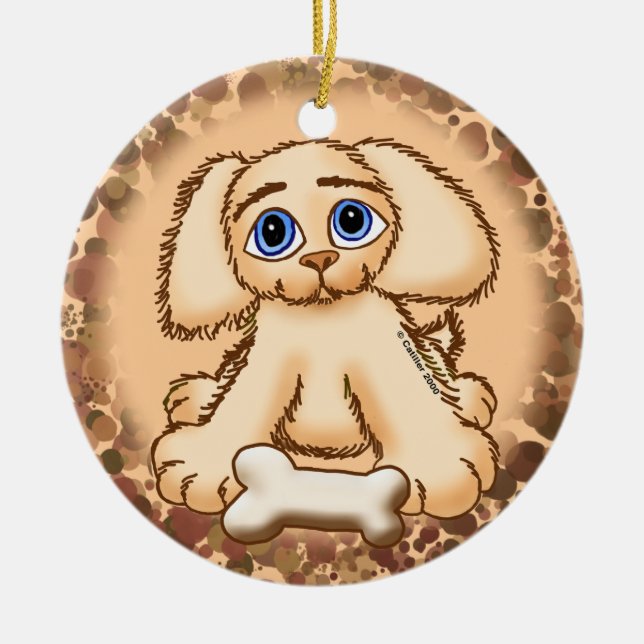 Ornamento De Cerâmica Osso de cachorrinho  (Frente)