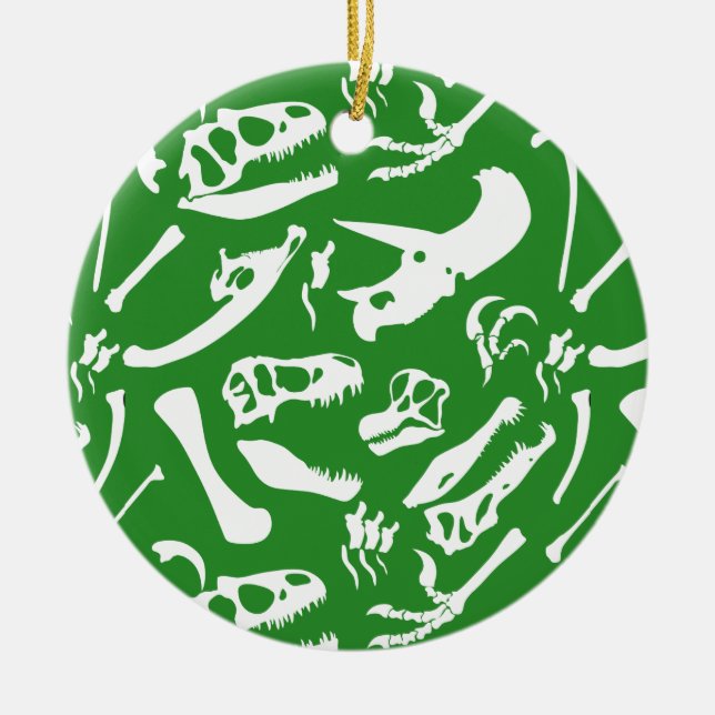 Ornamento De Cerâmica Ossos de dinossauro (verde) (Frente)