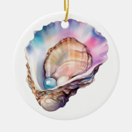 Ornamento De Cerâmica Ostra Aquarela