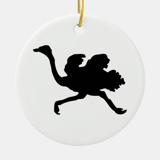 Ornamento De Cerâmica Ostrich Silhouette (Frente)