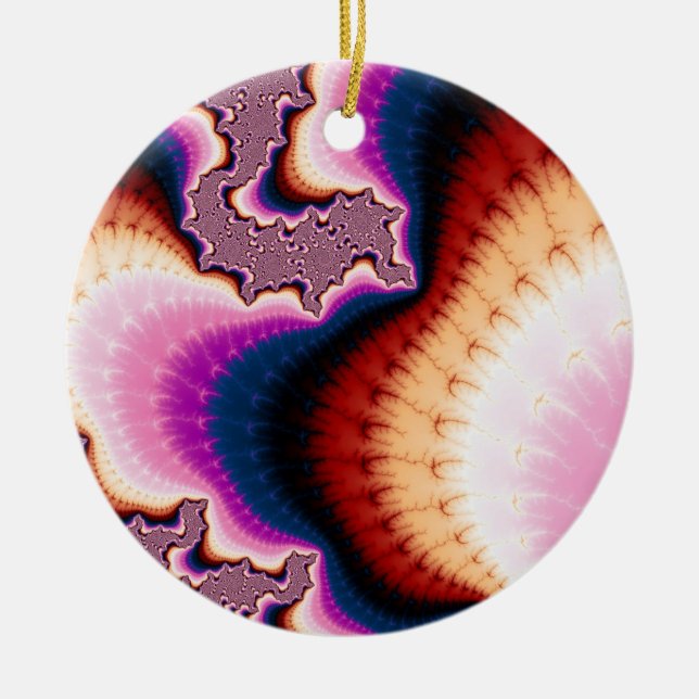 Ornamento De Cerâmica Ouh Natal Fractal (Frente)