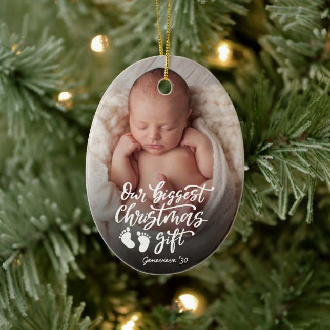 Ornamento De Cerâmica Our Biggest Christmas Gift |  Baby Photo (Árvore)