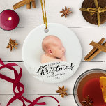 Ornamento De Cerâmica Our First Christmas As Grandparents Black Script<br><div class="desc">Our First Christmas As Grandparents Black Script Ceramic Ornament</div>