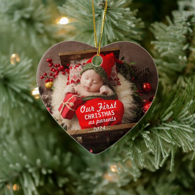 Ornamento De Cerâmica our first  CHRISTMAS as parents (Árvore)