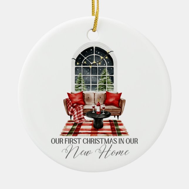 Ornamento De Cerâmica Our First Christmas in Our New Home  (Frente)