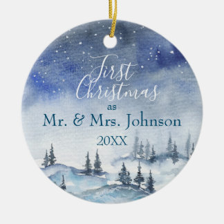 Ornamento De Cerâmica Our First Christmas Mr & Mrs | Married Year