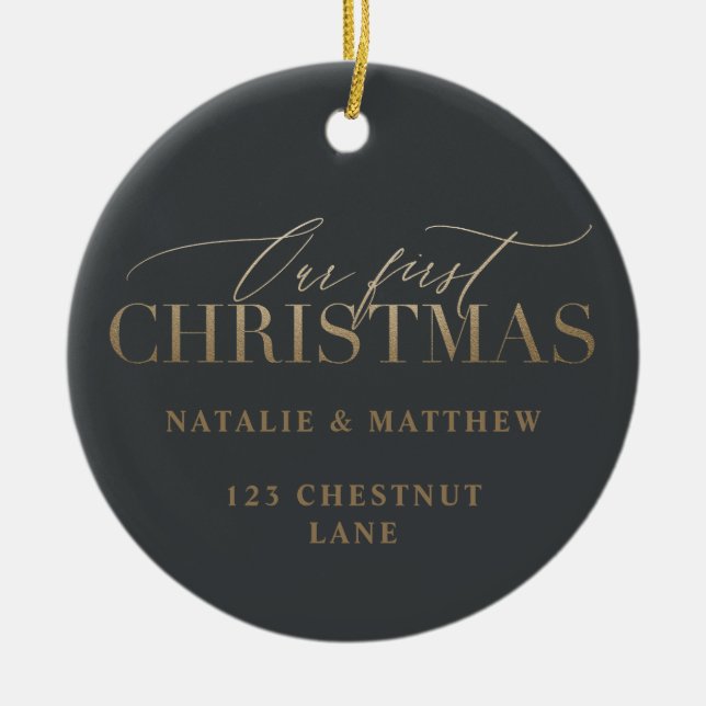 Ornamento De Cerâmica our first christmas new home (Frente)