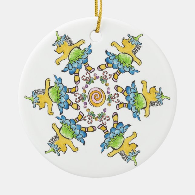 Ornamento De Cerâmica Ouriços da dança (Frente)