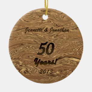Ornamento De Cerâmica Ouro 50º Aniversário de Casamento