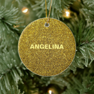 Ornamento De Cerâmica Ouro com seu nome nele