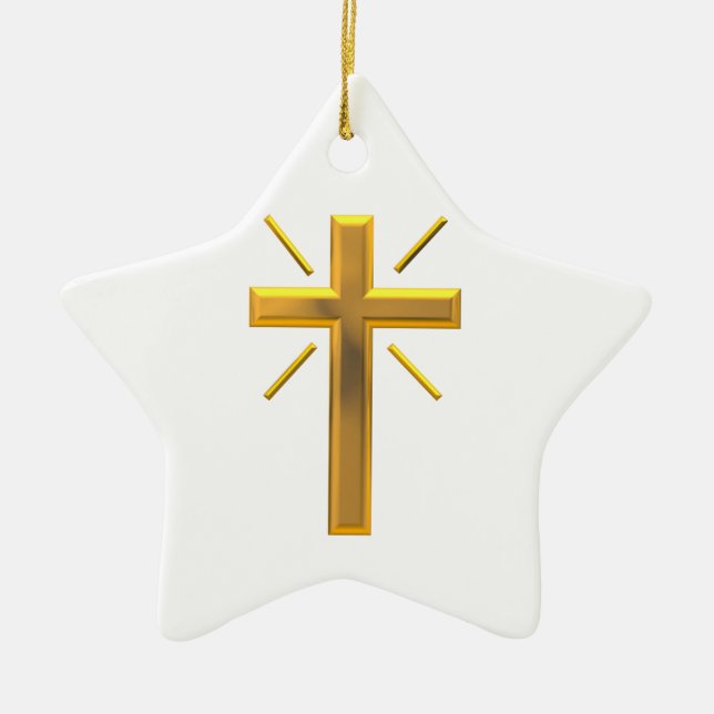 Ornamento De Cerâmica Ouro Cross 4 (Frente)