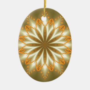 Ornamento De Cerâmica ouro de abstrato e flor de prata para o Natal