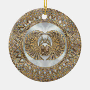 Ornamento De Cerâmica Ouro egípcios do Pastel do besouro do escaravelho