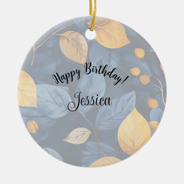 Ornamento De Cerâmica Ouro Foliage Sonha Natureza de outono Beleza (Frente)