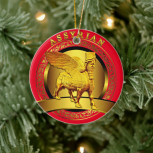 Ornamento De Cerâmica Ouro Lamassu