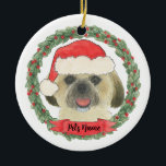 Ornamento De Cerâmica Ouro loiro personalizado Tan Shih Tzu<br><div class="desc">Faça a lista legal este ano com um ornamento personalizado do seu doce shih tzu! Para os presentes mais doces,  emparelhe-o com um impressão de arte correspondente ou outro item da minha coleção!</div>