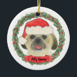 Ornamento De Cerâmica Ouro loiro personalizado Tan Shih Tzu<br><div class="desc">Faça a lista legal este ano com um ornamento personalizado do seu doce shih tzu! Para os presentes mais doces,  emparelhe-o com um impressão de arte correspondente ou outro item da minha coleção!</div>