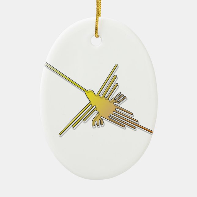 Ornamento De Cerâmica Ouro Nazca Lines Hummingbird (Frente)