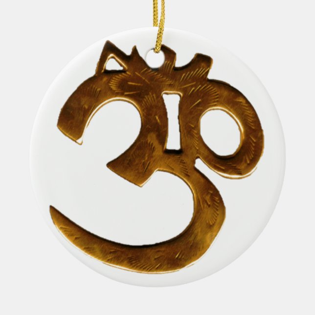 Ornamento De Cerâmica Ouro OM (Frente)
