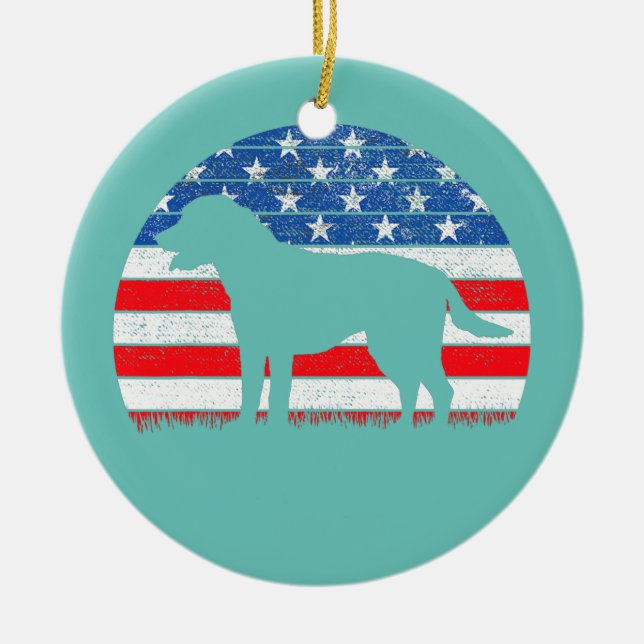 Ornamento De Cerâmica Ouro Retriever American Flag Creme Retriever (Frente)
