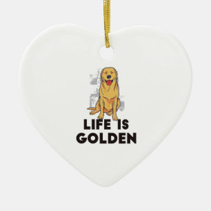 Ornamento De Cerâmica Ouro Retriever Dog - A Vida É Ouro