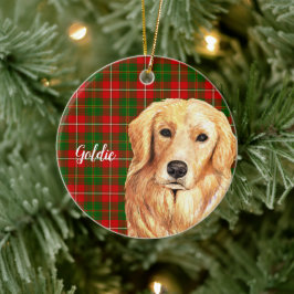 Ornamento De Cerâmica Ouro Retriever Dog Personalizado