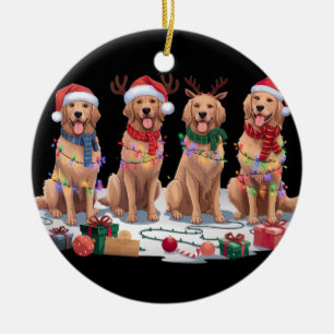 Ornamento De Cerâmica Ouro Retriever Papai Noel chora no Natal