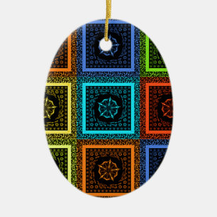 Ornamento De Cerâmica Ouro Vermelho Azul Masai Verde Cores Tradicionais