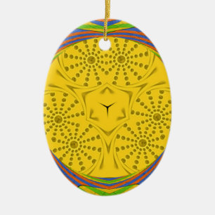 Ornamento De Cerâmica Ouro Vermelho Azul Verde Egípcio Real.