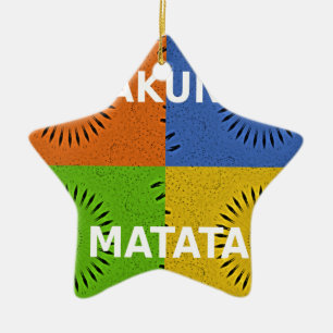 Ornamento De Cerâmica Ouro Vermelho Azul Verde Matata Hakuna