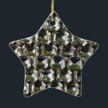 Ornamento De Cerâmica Ouros, elegantes pedras de gemido de safra<br><div class="desc">Velho brilho de Hollywood e diamantes elegantes, padrão de gemstone. Uma ideia de presente de excelente para o Natal, aniversários ou só porque ela é maravilhosa! - Dê esta bagagem glamourosa moderna, fabulosa, moderna, divertida e brilhante à sua pessoa favorita! O texto pode ser alterado usando a guia personalizar/ personalizar....</div>