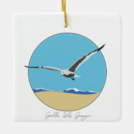 Ornamento De Cerâmica Ouros, Gaivota do Mar da Geórgia sobre a praia