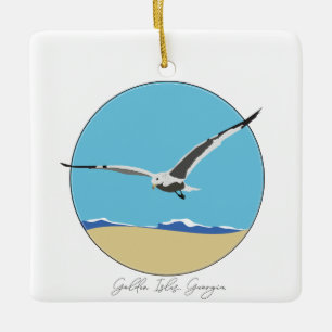 Ornamento De Cerâmica Ouros, Gaivota do Mar da Geórgia sobre a praia