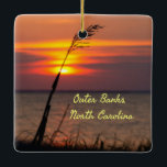 Ornamento De Cerâmica Outer Banks North Carolina Beach Sunset Orange Sky<br><div class="desc">Outter Banks North Carolina Sunset na praia com um céu laranja no oceano</div>