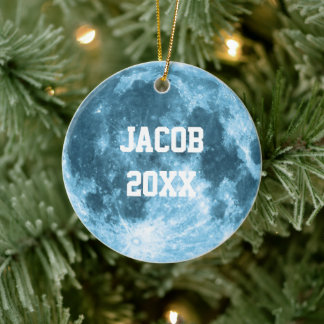 Ornamento De Cerâmica Outer Space Astronomy Astronaut Custom Name Moon 