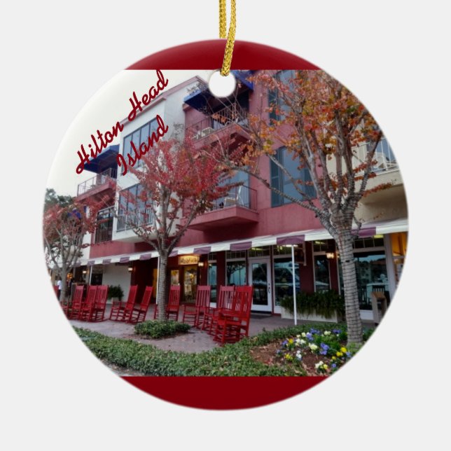 Ornamento De Cerâmica outono em Hilton Head Island - Compras de Harbor (Frente)